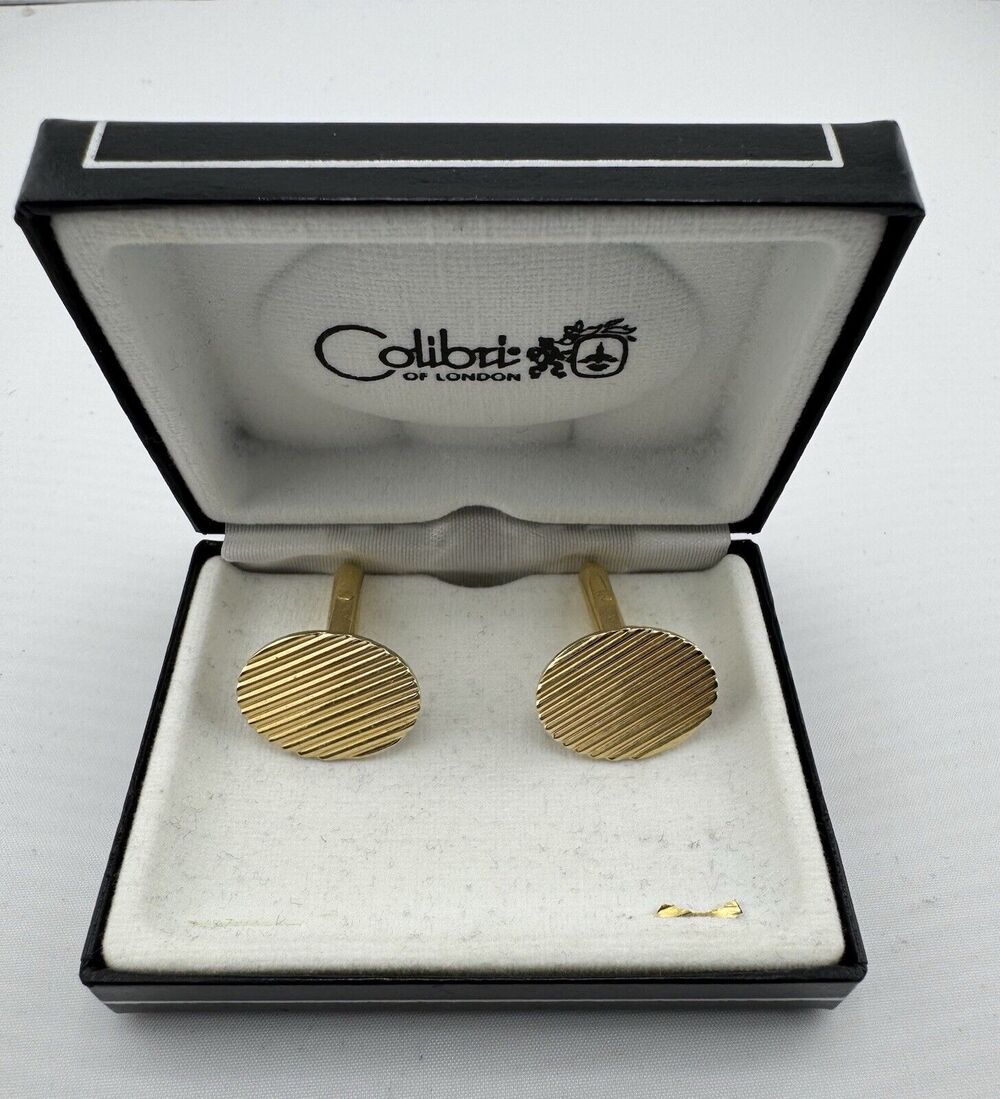 Colibri Oval Gold Tone Cuff Links in Original Box Wow